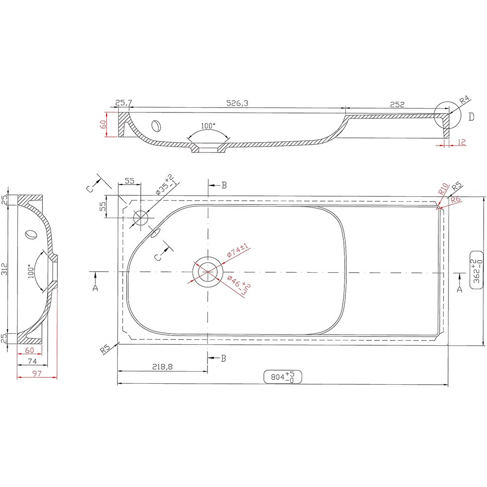 Lavoar baie GOODHOME Maza, rasina, 80.4 x 36.2 cm, alb lucios