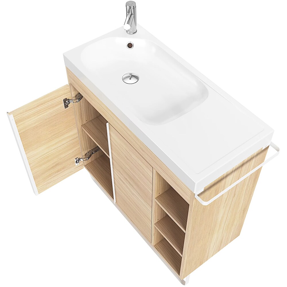 Lavoar baie GOODHOME Maza, rasina, 80.4 x 36.2 cm, alb