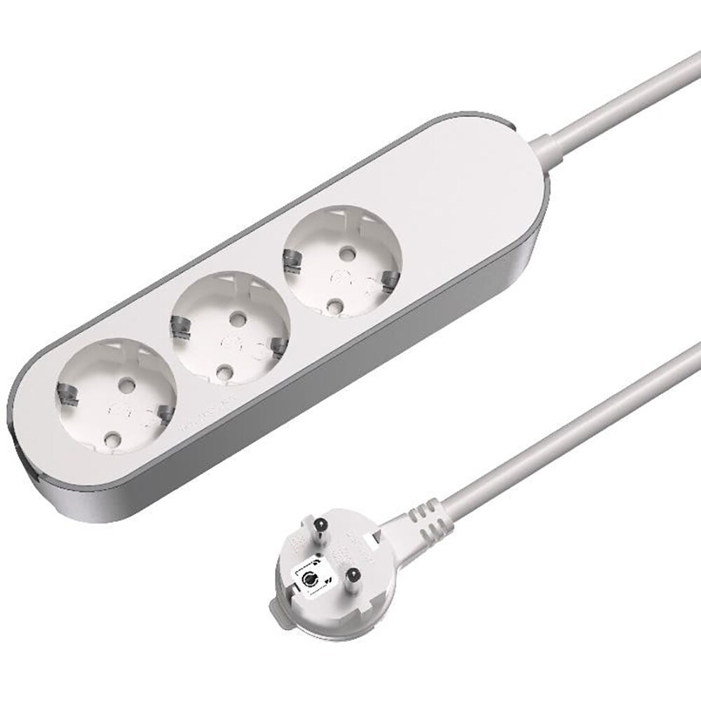 Prelungitor JACOBSEN, 3 prize Schuko, 3 m, 1.5 mm, alb/gri