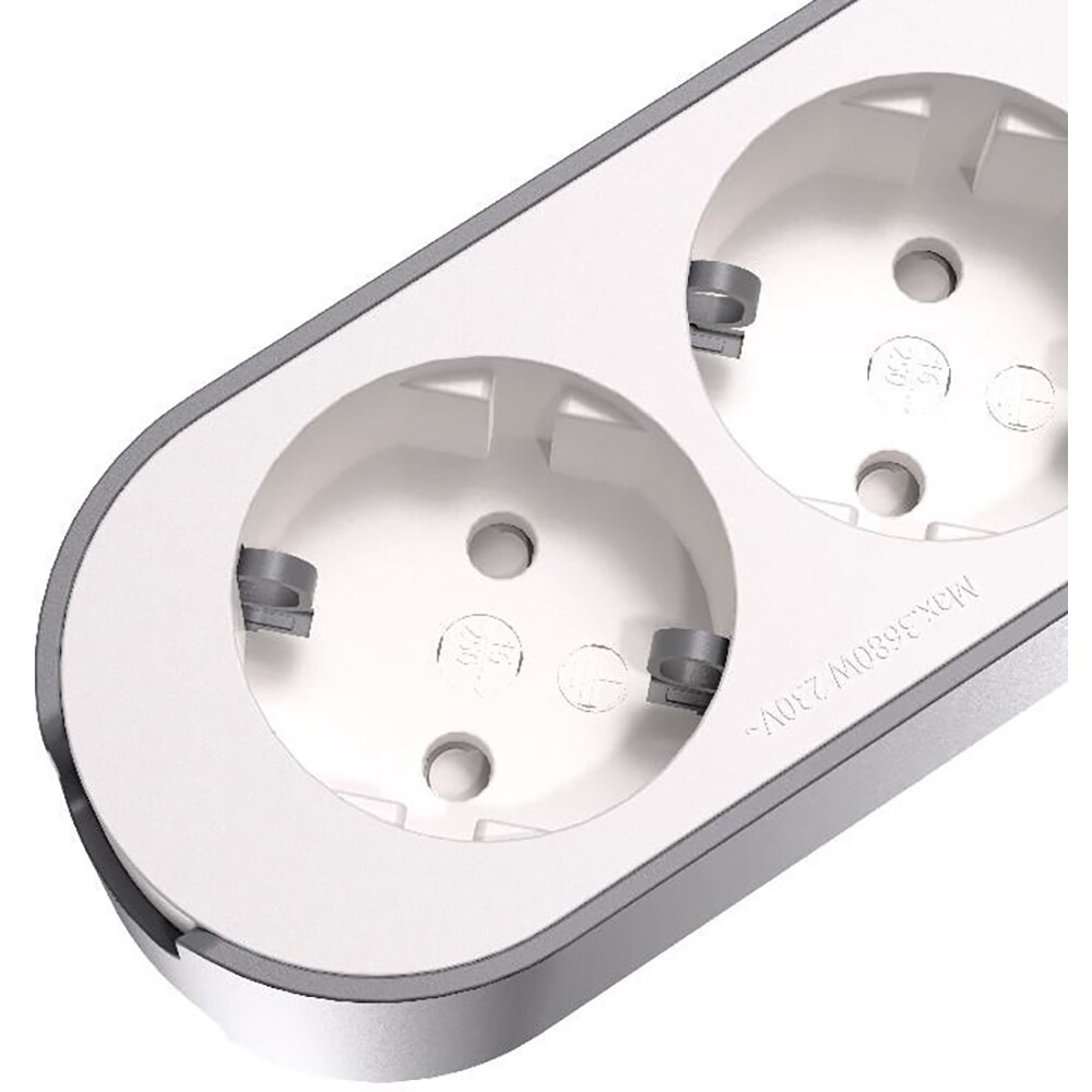 Prelungitor JACOBSEN, 3 prize Schuko, 3 m, 1.5 mm, alb/gri