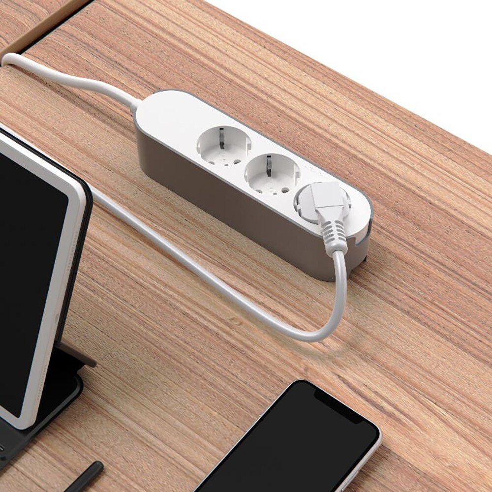 Prelungitor JACOBSEN, 3 prize Schuko, 3 m, 1.5 mm, alb/gri