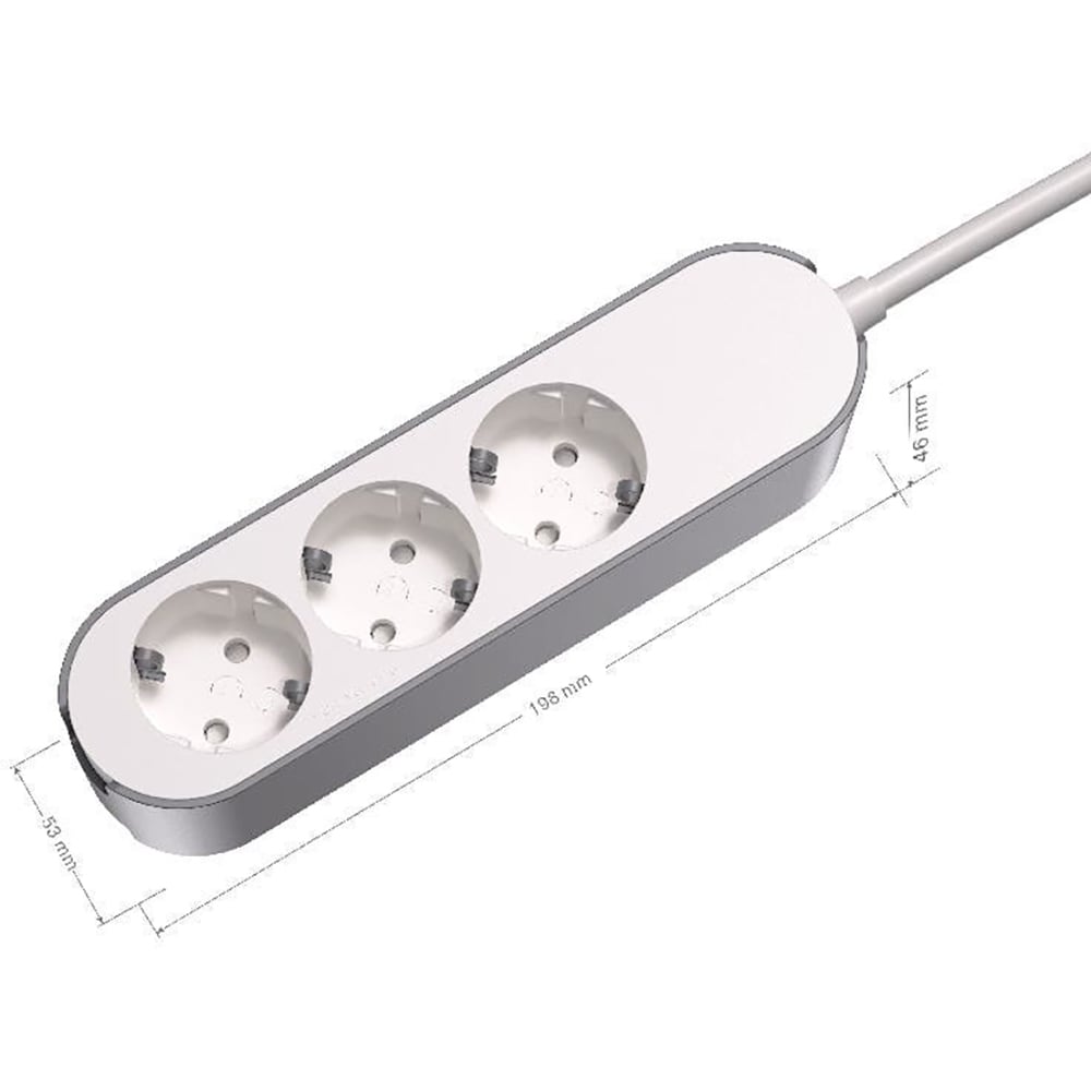 Prelungitor JACOBSEN, 3 prize Schuko, 5 m, 1.5 mm, alb/gri