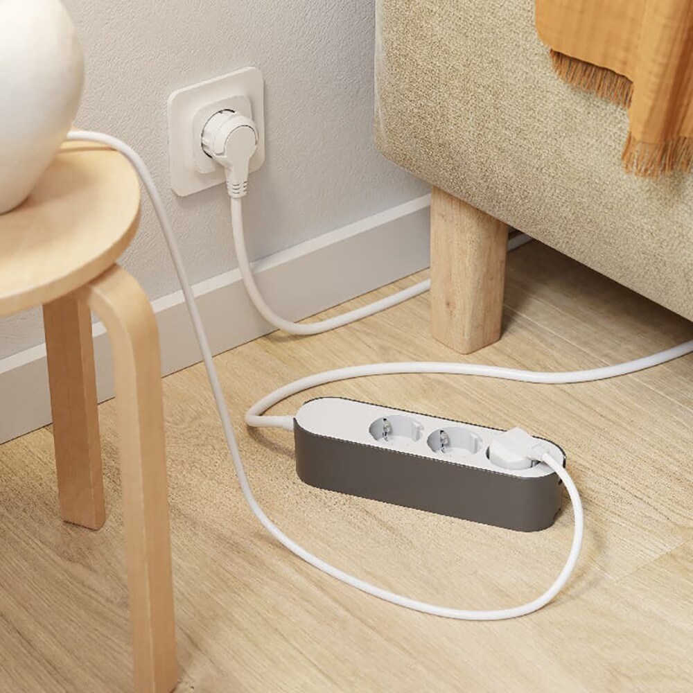 Prelungitor JACOBSEN, 3 prize Schuko, 5 m, 1.5 mm, alb/gri