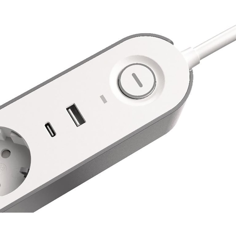 Prelungitor JACOBSEN, 6 prize Schuko, 1.5 m, 1.5 mm, cu 2 porturi USB, alb