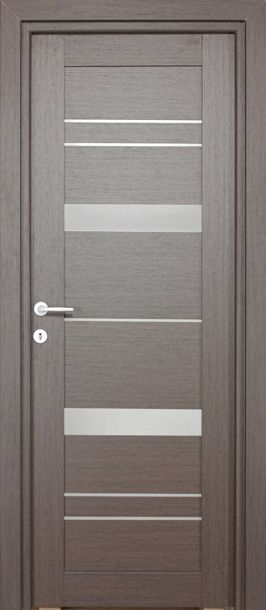 Usa interior Amyra, cu geam, reversibila, MDF, 88 x 203 cm, maro inchis