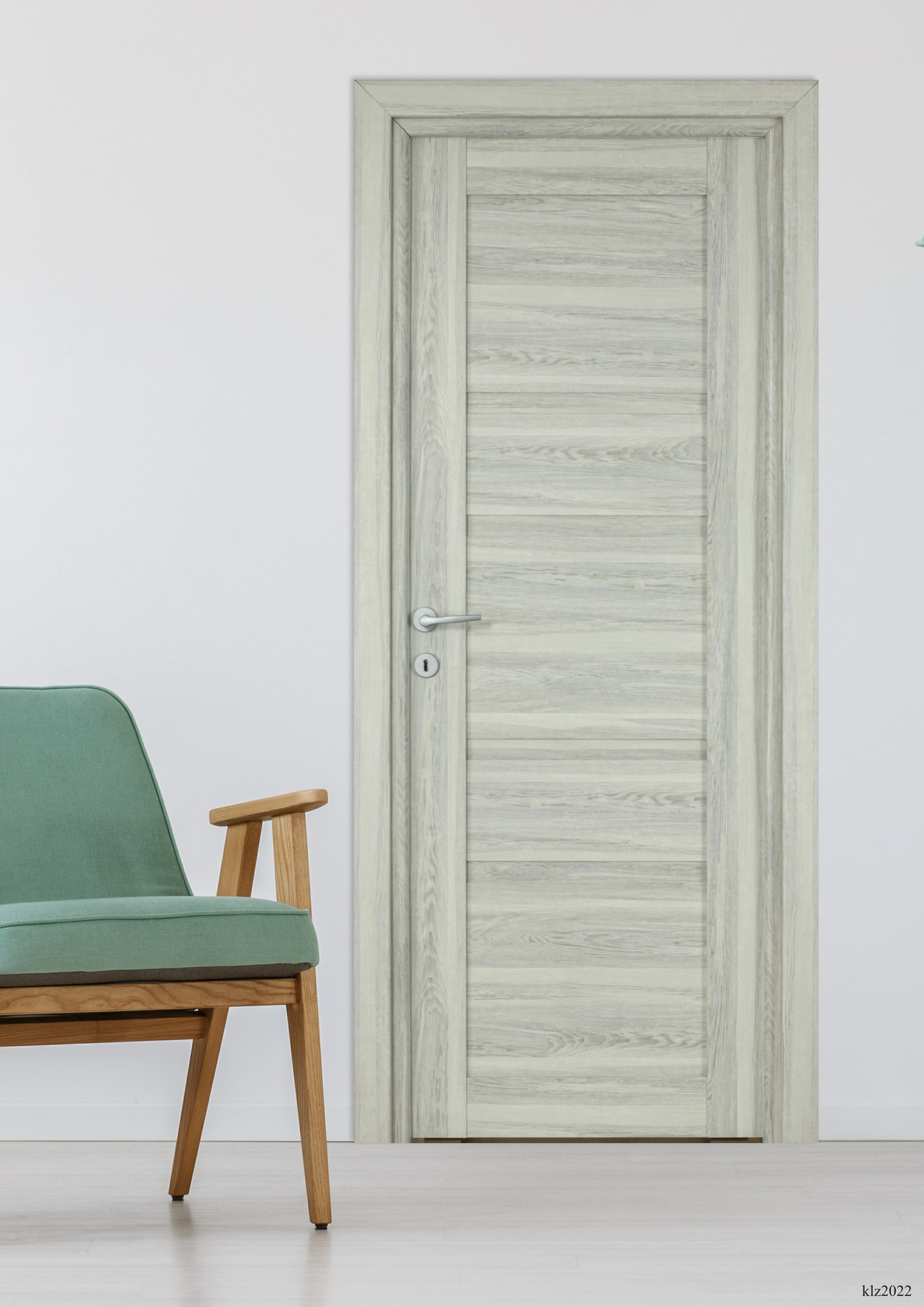 Usa interior Bella, fara geam, reversibila, MDF, 68 x 203 cm, gri deschis
