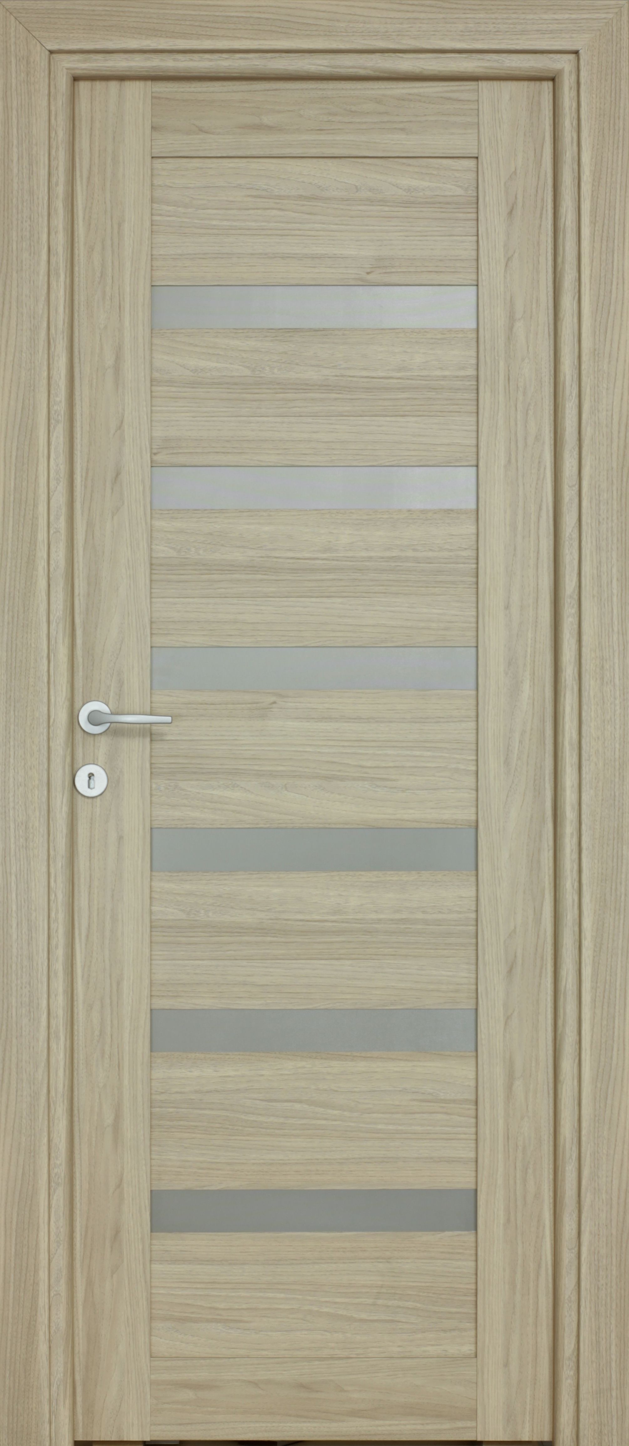 Usa interior Linneya, cu geam, reversibila, MDF, 68 x 203 cm, maro deschis