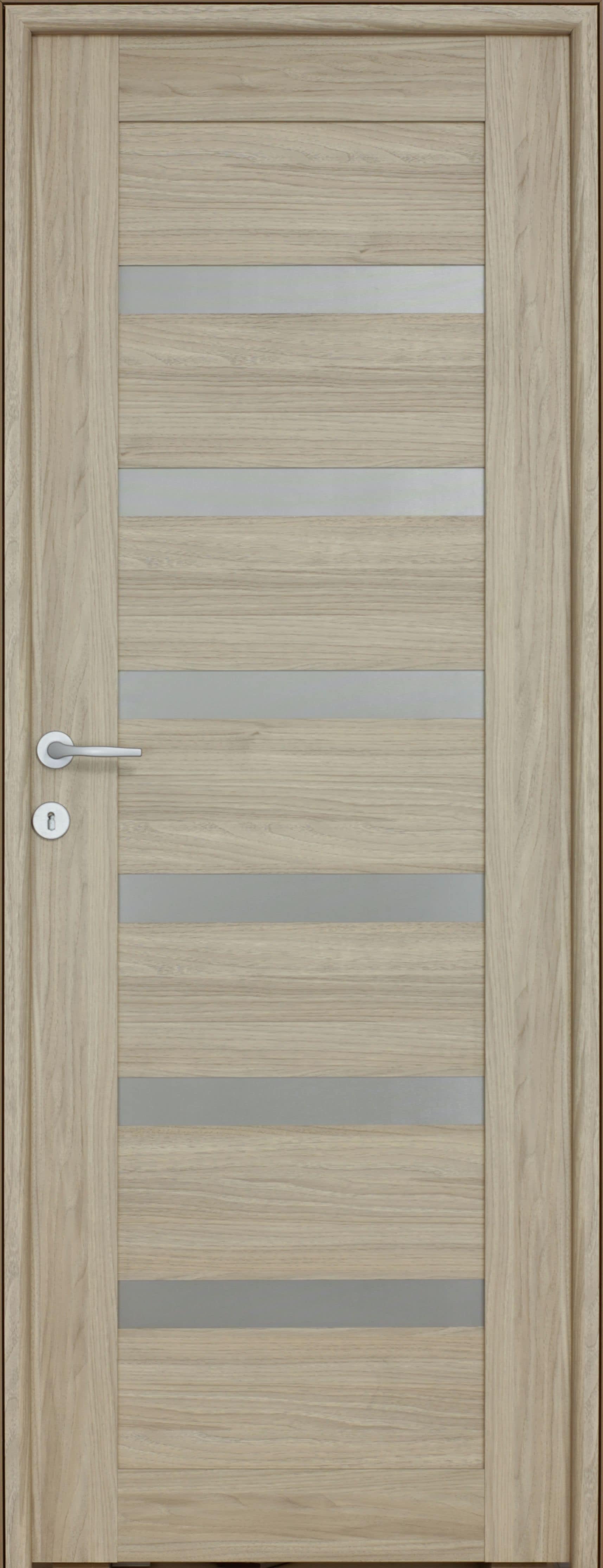 Usa interior Linneya, cu geam, reversibila, MDF, 88 x 203 cm, maro deschis