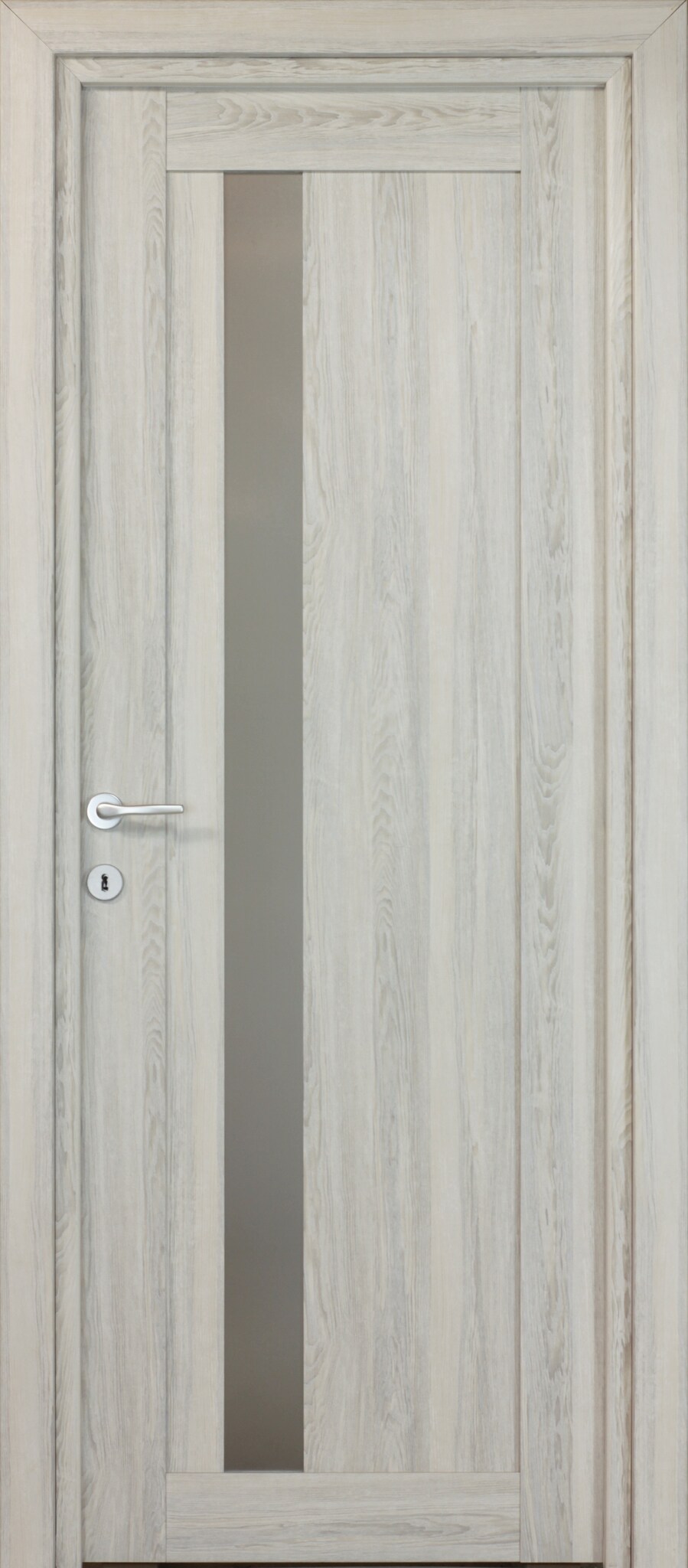 Usa interior Maya, cu geam, reversibila, MDF, 68 x 203 cm, gri deschis