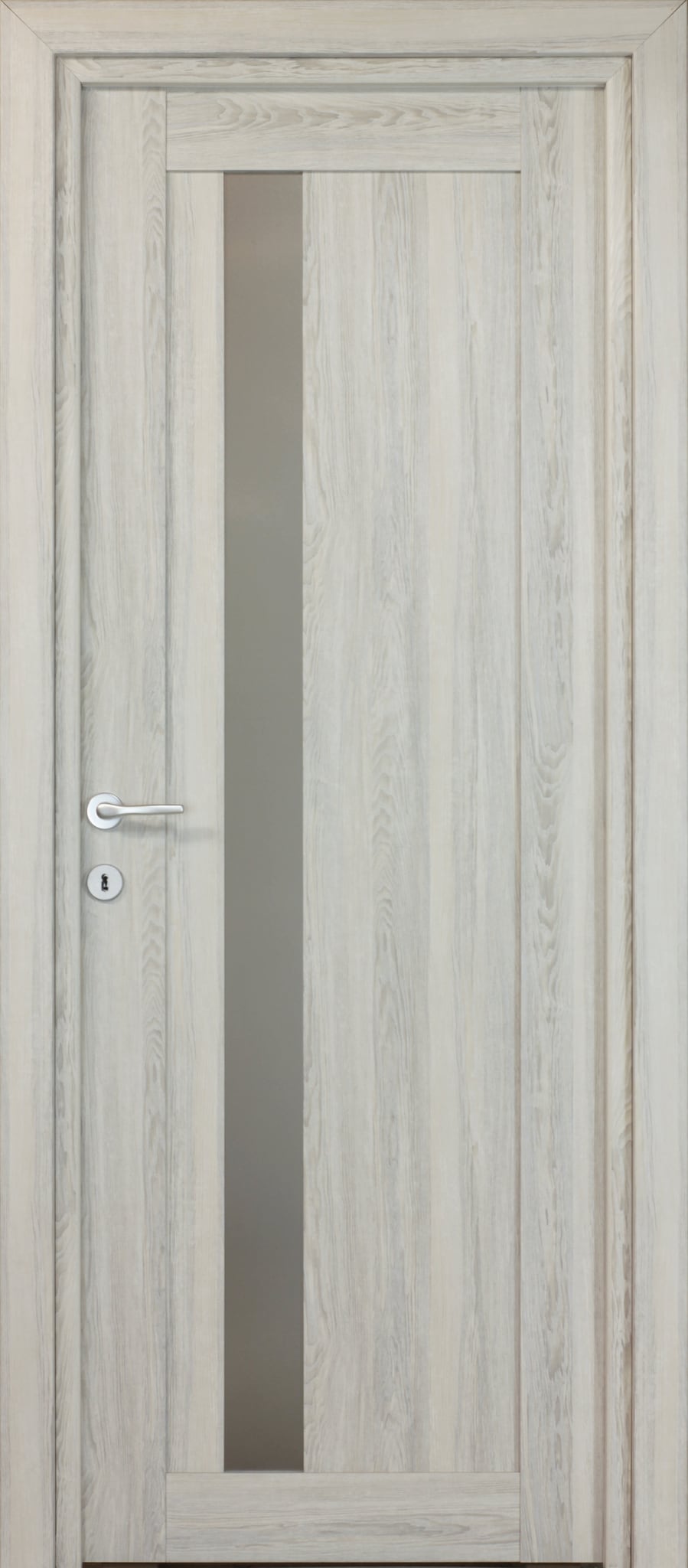 Usa interior Maya, cu geam, reversibila, MDF, 78 x 203 cm, gri deschis