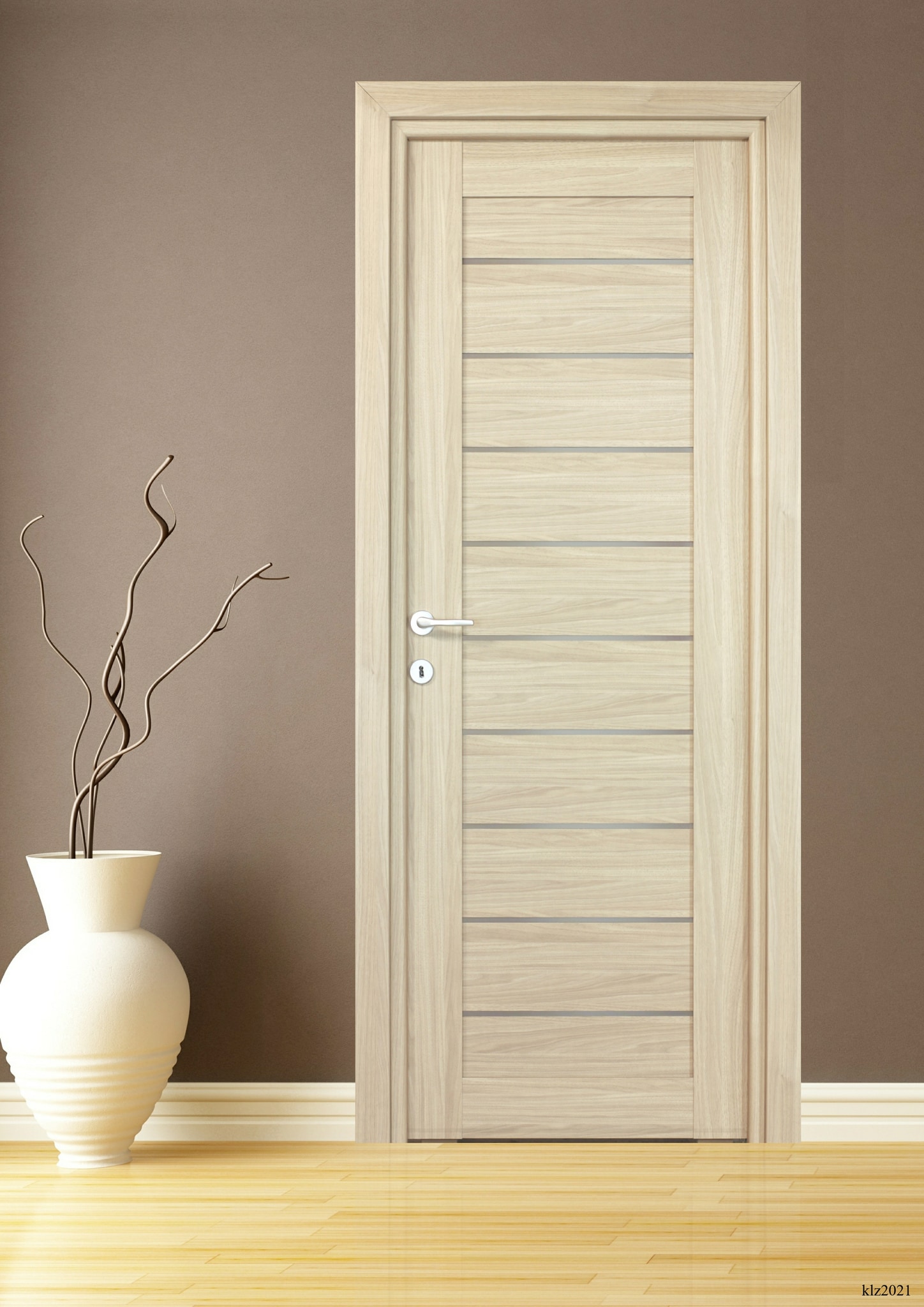 Usa interior Tarra, cu geam, reversibila, MDF, 78 x 203 cm, maro deschis