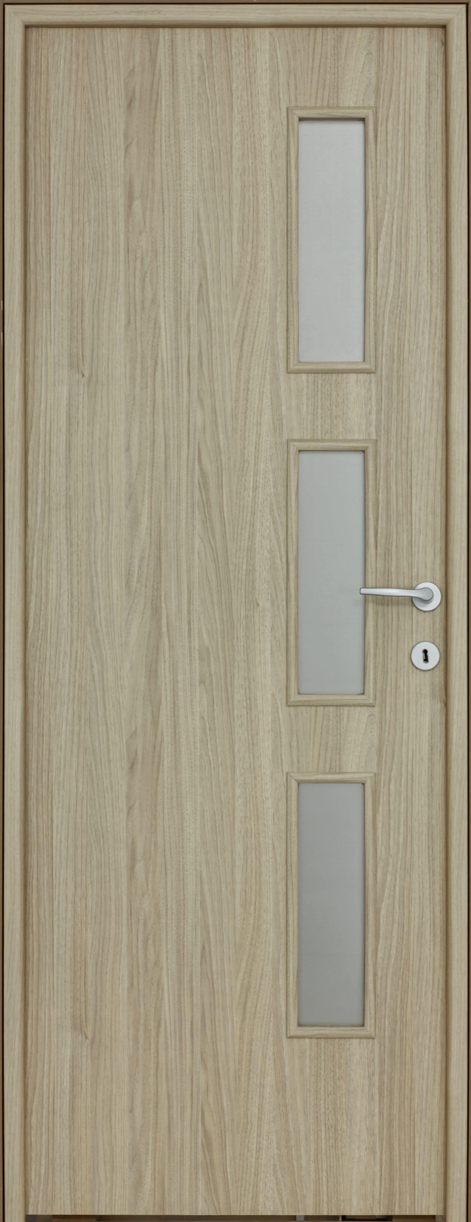 Usa interior Karpat Solo, cu geam, reversibila, MDF, 68 x 203 cm, frasin