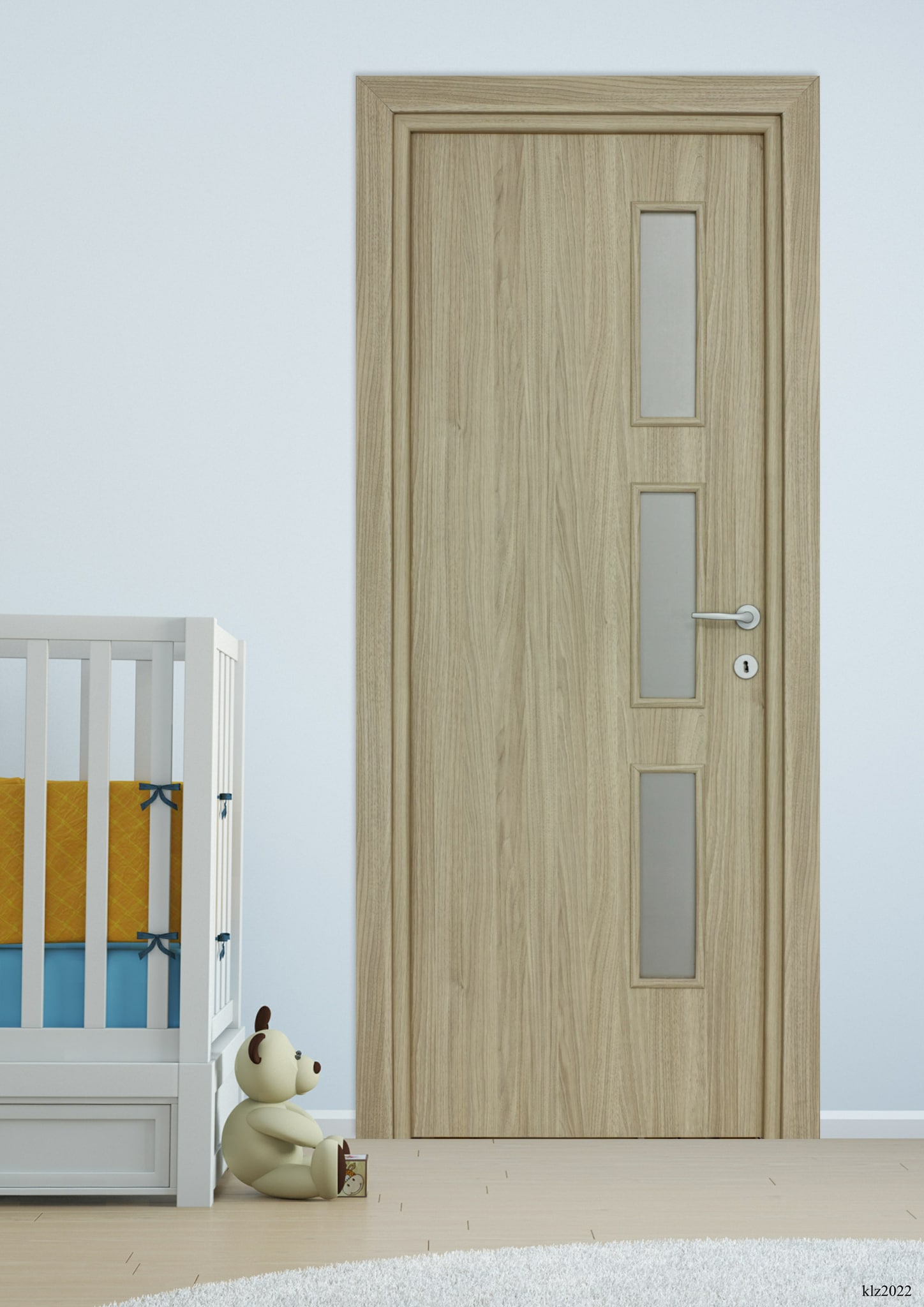 Usa interior Karpat Solo, cu geam, reversibila, MDF, 78 x 203 cm, frasin