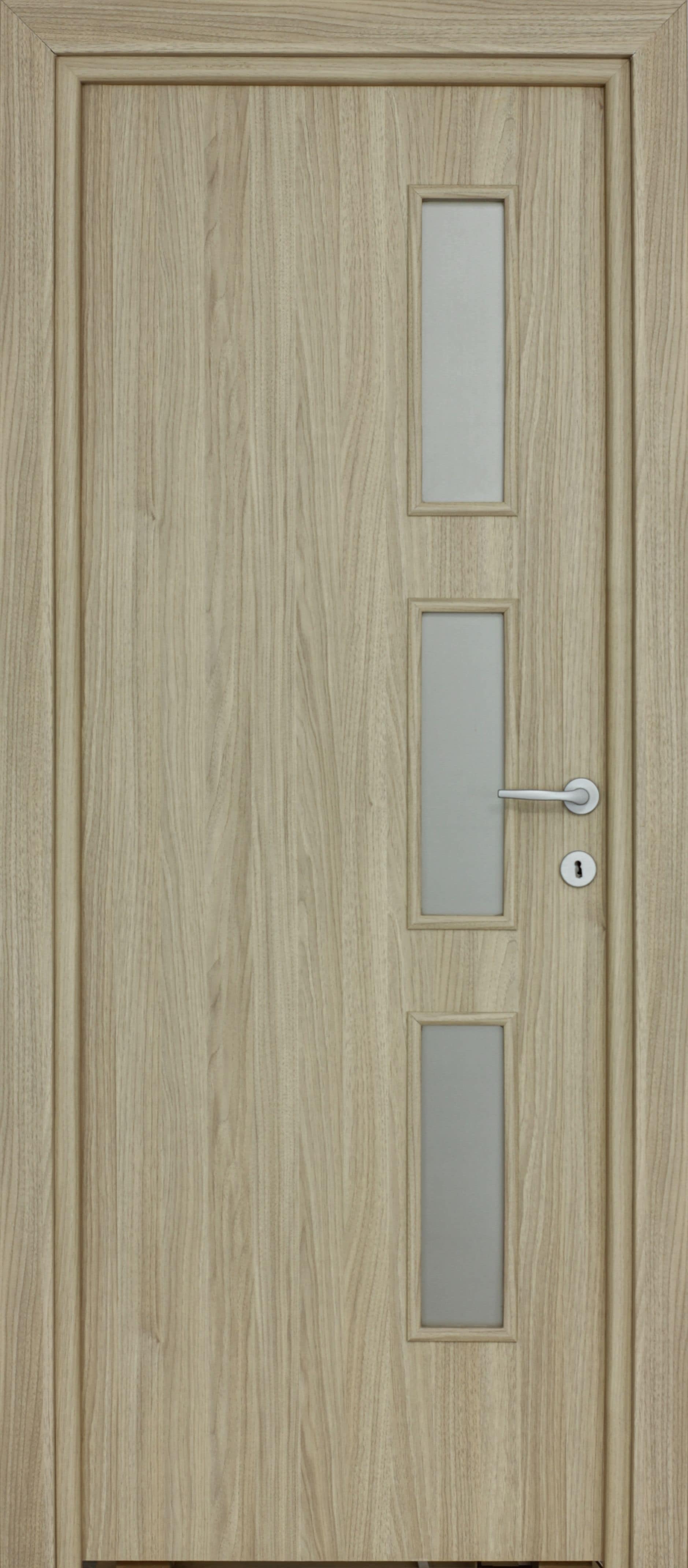 Usa interior Karpat Solo, cu geam, reversibila, MDF, 88 x 203 cm, frasin