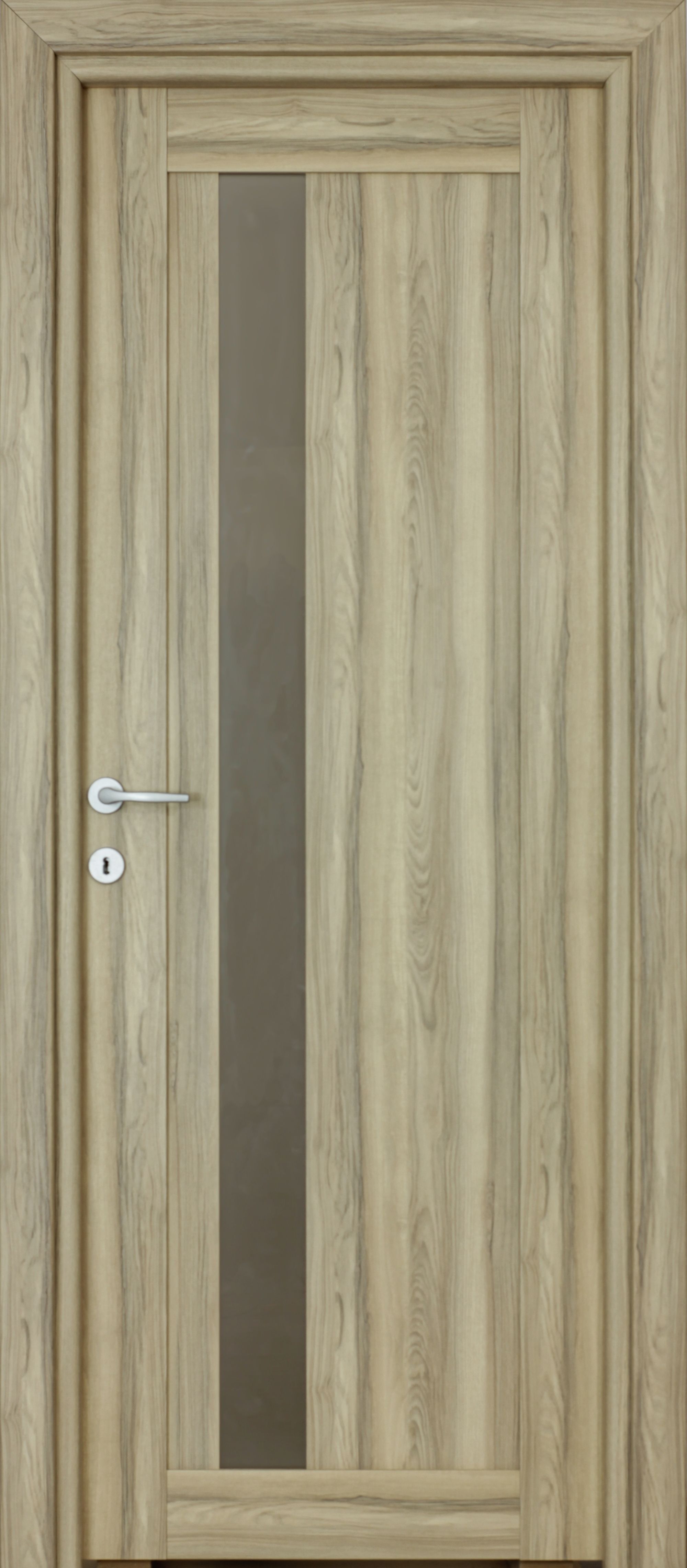 Usa interior Maya, cu geam, reversibila, MDF, 88 x 203 cm, maro deschis