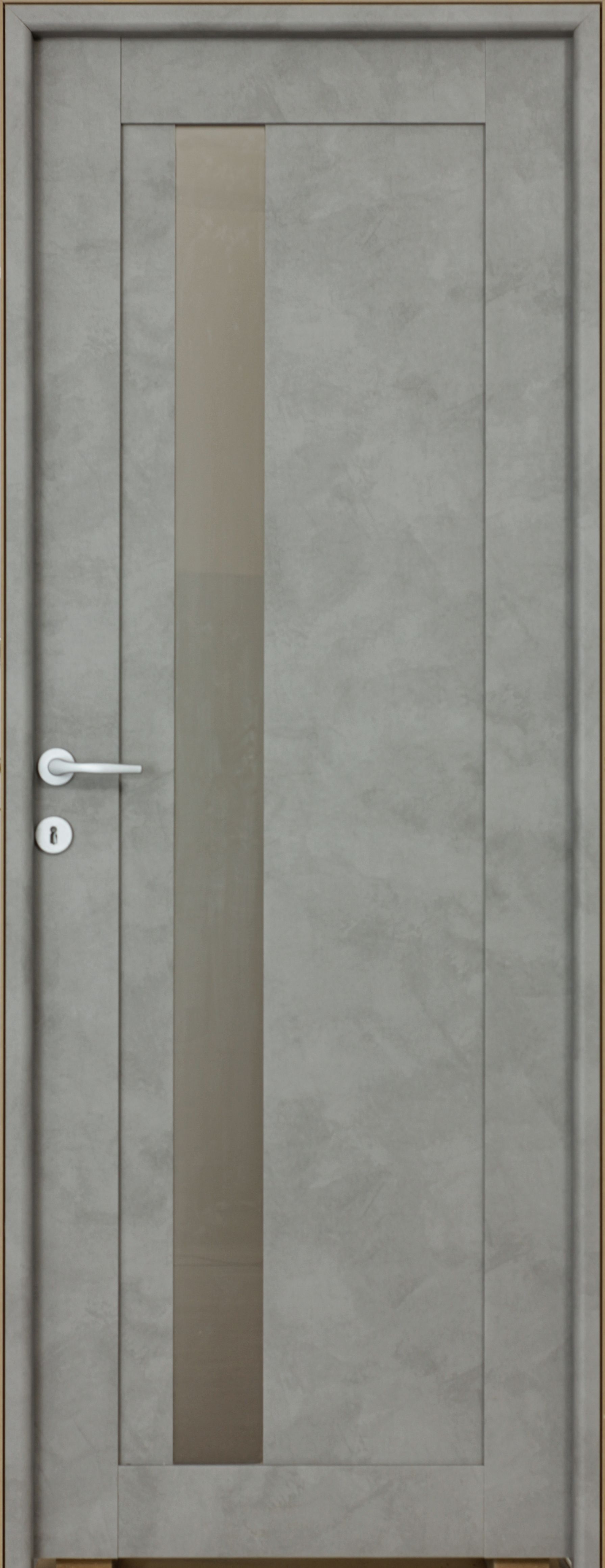 Usa interior Maya, cu geam, reversibila, MDF, 68 x 203 cm, gri inchis