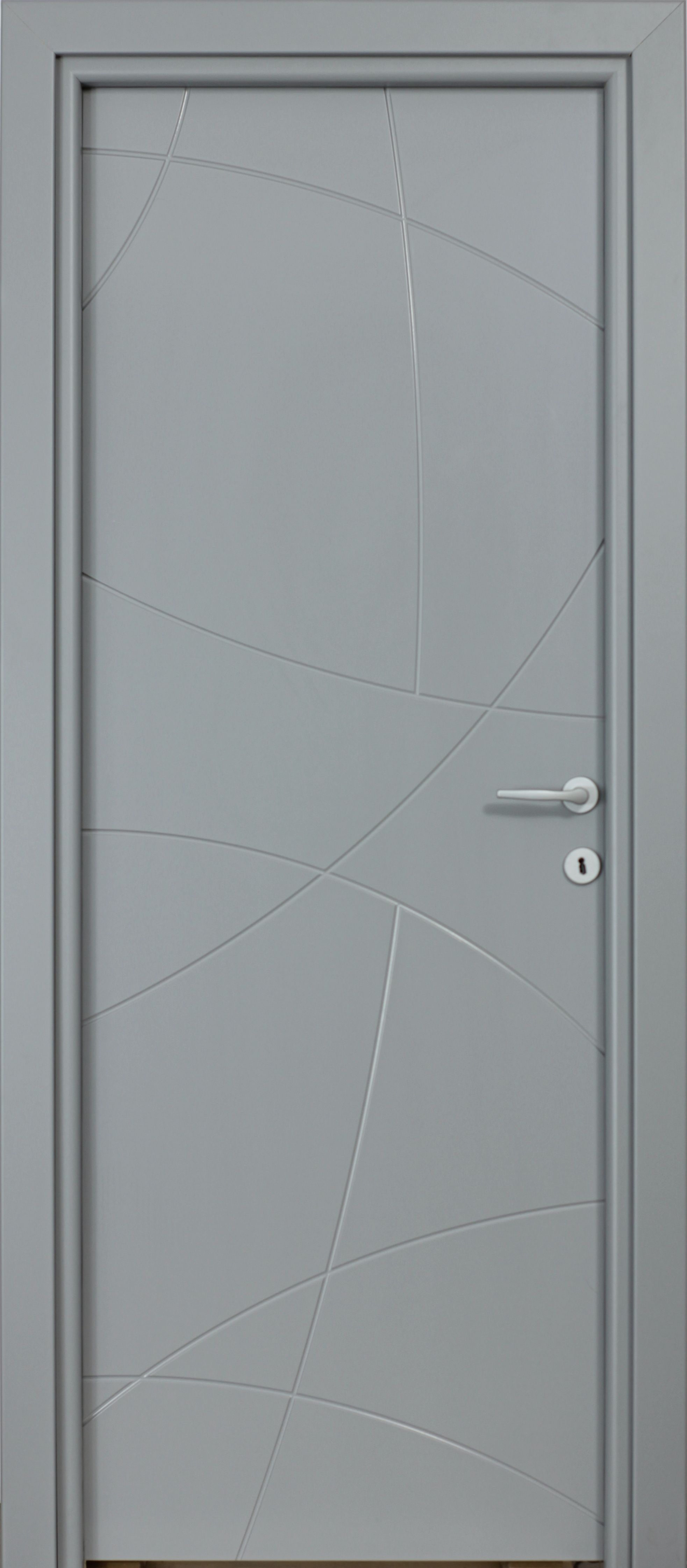 Usa interior Arc, fara geam, reversibila, MDF, 88 x 203 cm, gri