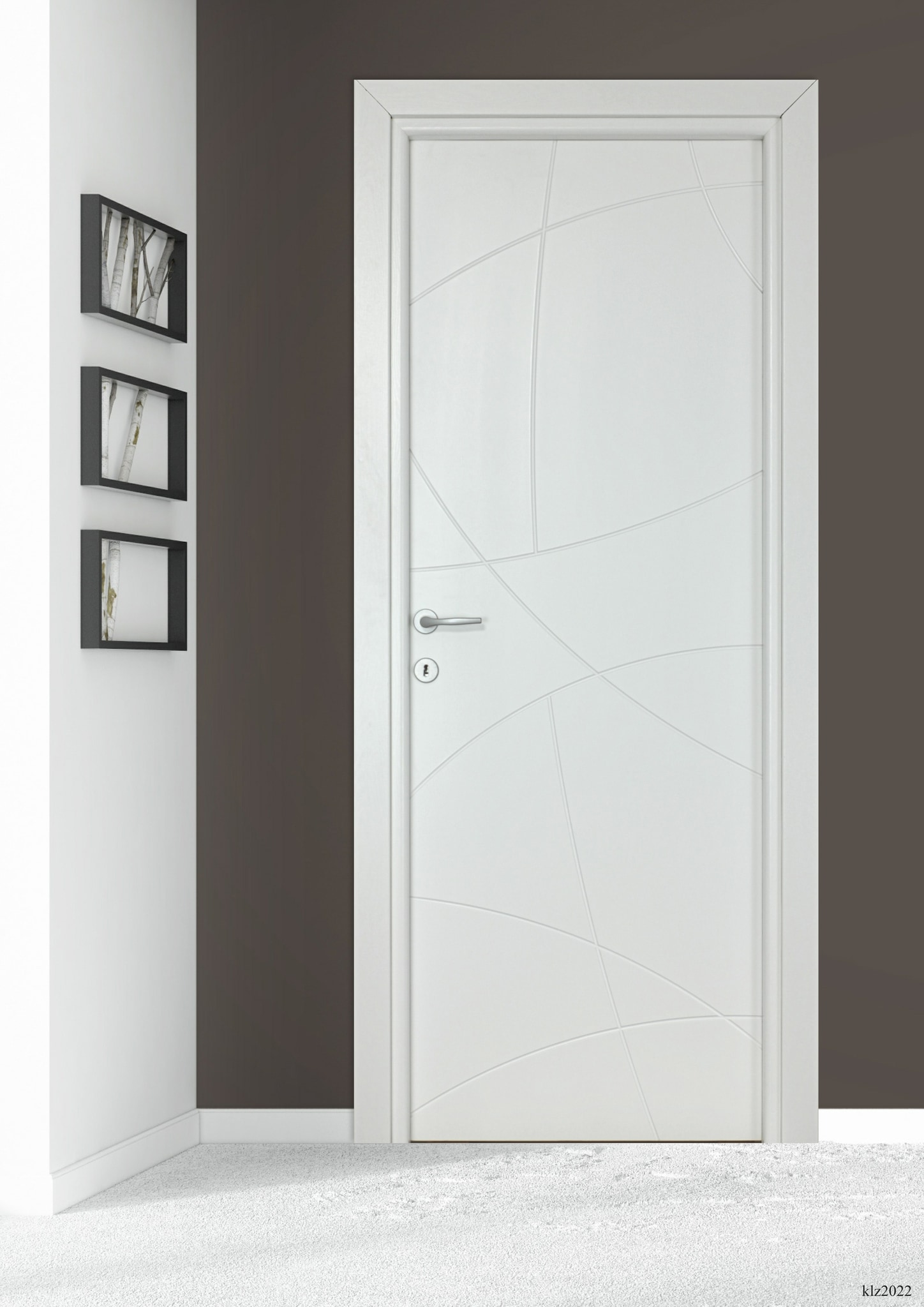 Usa interior Arc, fara geam, reversibila, MDF, 68 x 203 cm, alb