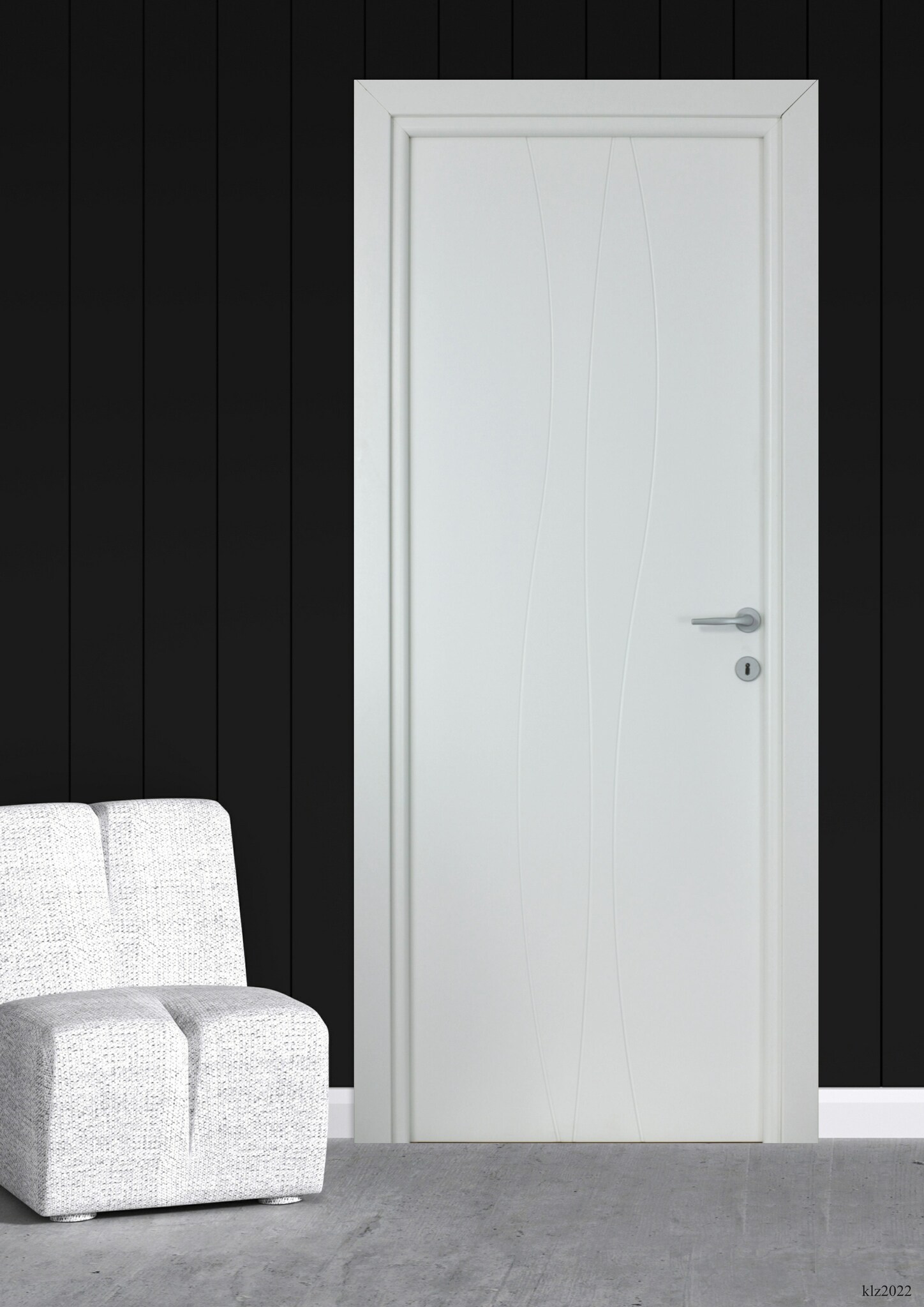 Usa interior Wave, fara geam, reversibila, MDF, 68 x 203 cm, alb