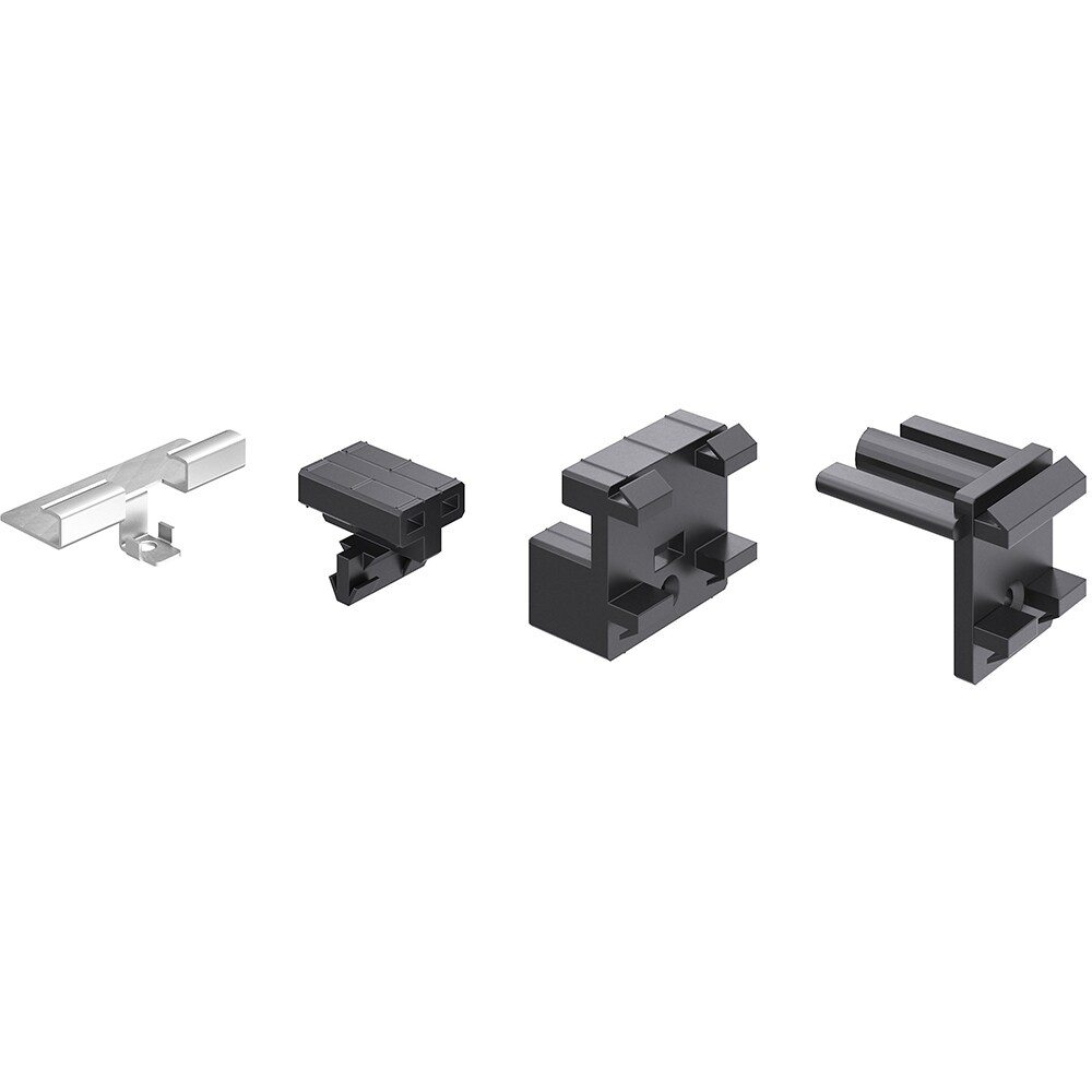 Kit accesorii fixare terasa WPC KLIKSTROM, otel inoxidabil si plastic, negru/argintiu