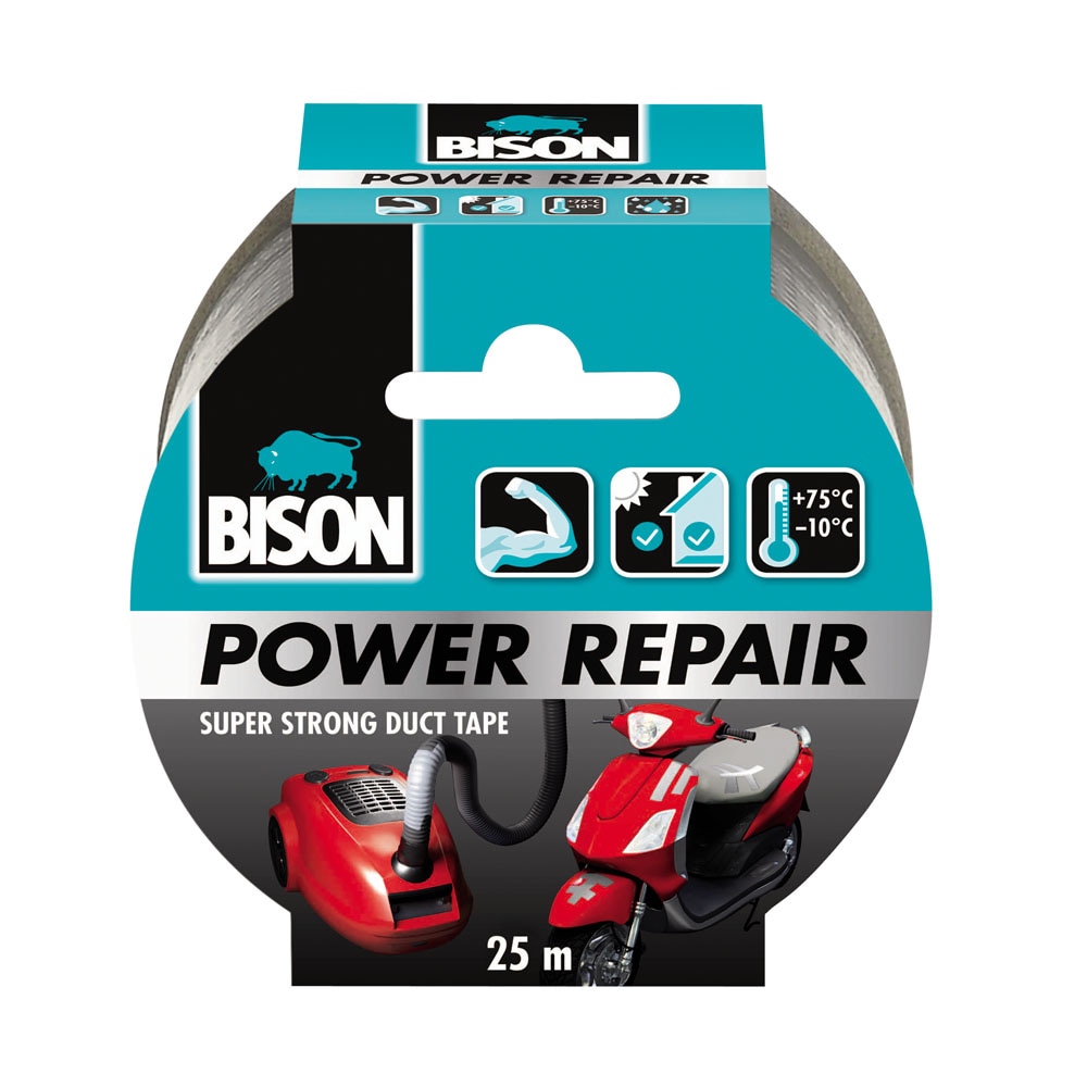 Banda adeziva texturata Bison, 5 mm x 10 m, gri