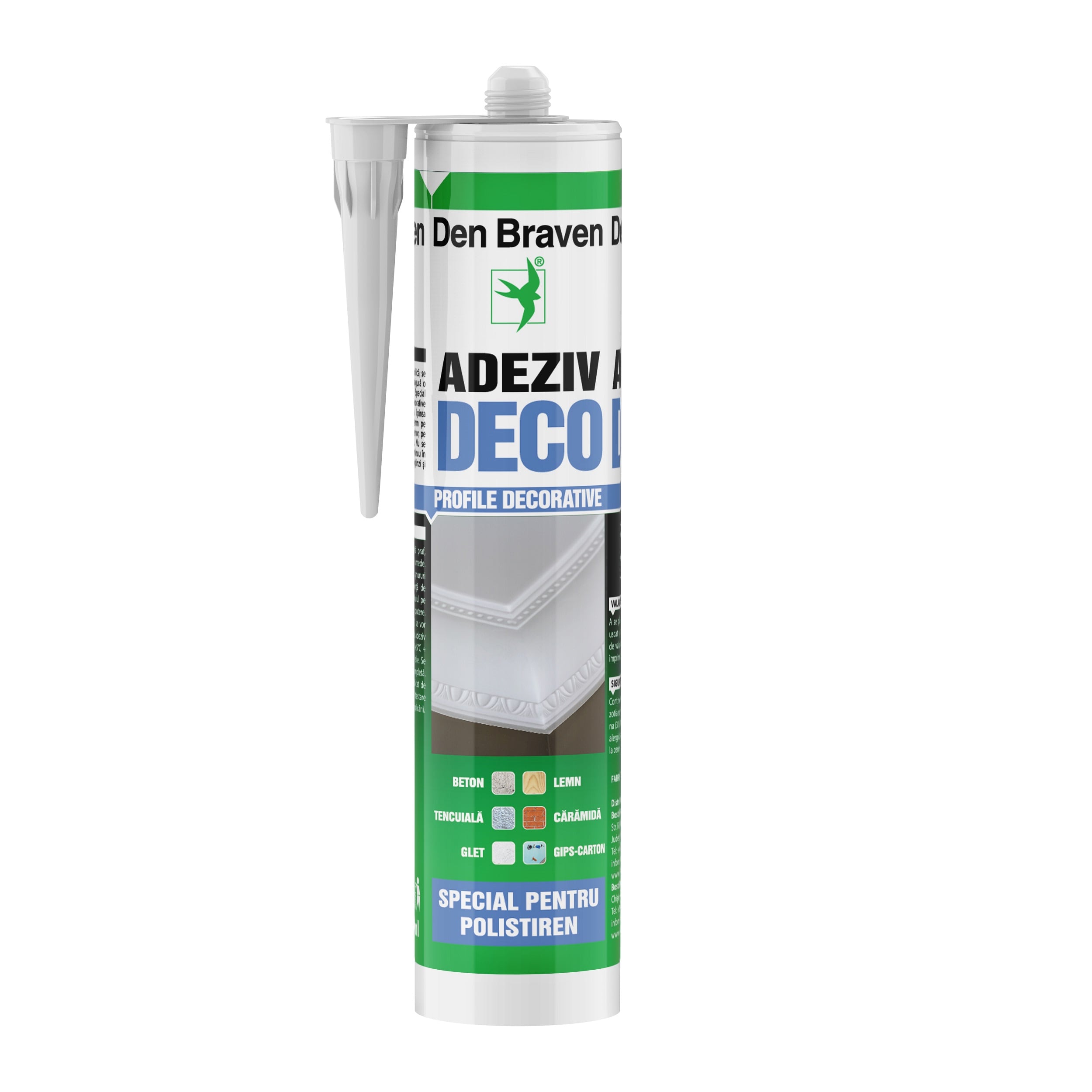 Adeziv pentru decoratiuni DEN BRAVEN, alb, 280 ml