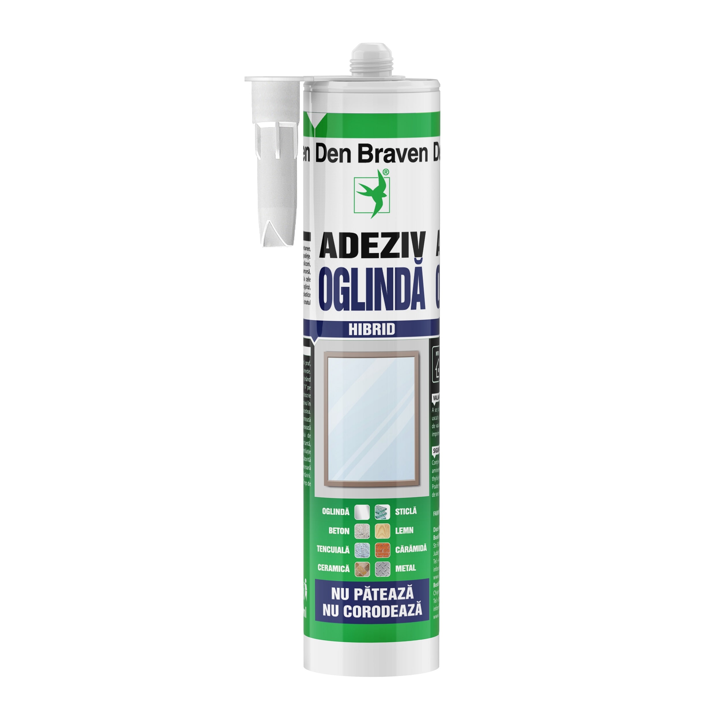 Adeziv pentru oglinda DEN BRAVEN, alb, 290 ml