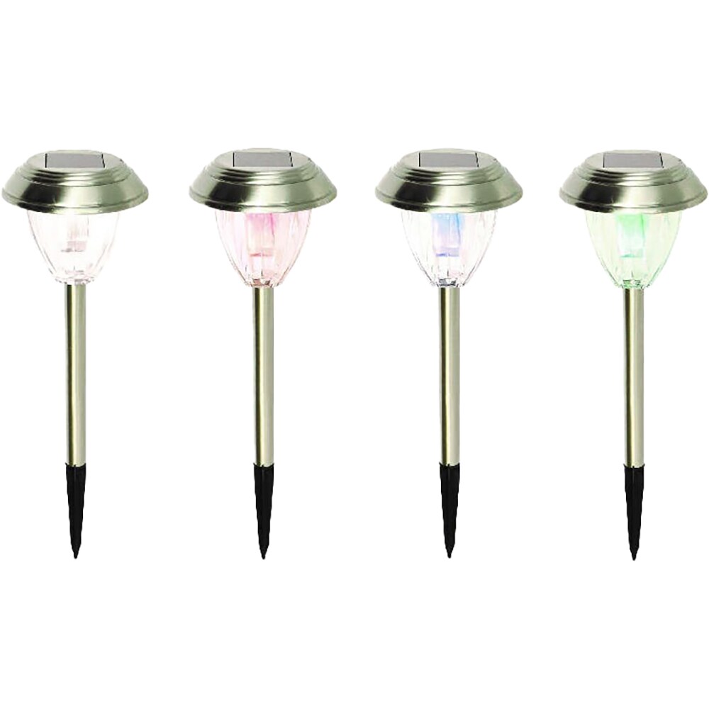 Set 4 lampi solare LED GOODHOME, 0.02 W, otel inoxidabil, argintiu