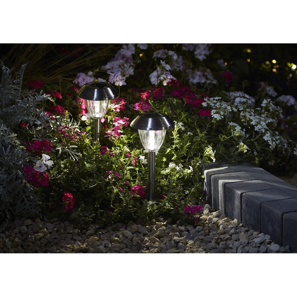 Set 4 lampi solare LED GOODHOME, 0.02 W, otel inoxidabil, argintiu