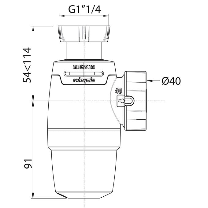 Sifon lavoar Wirquin Neo 30950173, conectare masina spalat, 1 1/2"