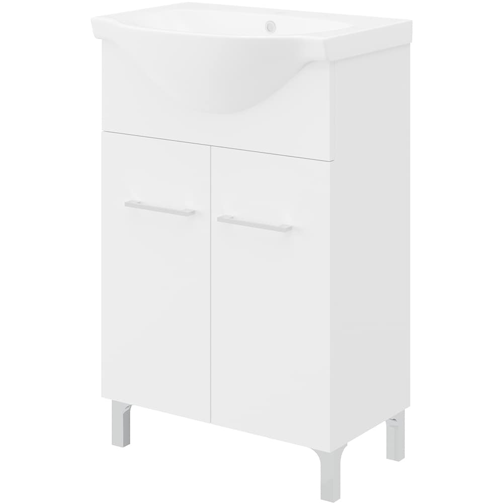 Set mobilier baie SAVINIDUE Smart, 3 piese, 55 cm, iluminare LED, alb