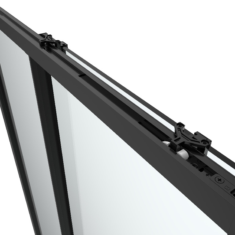 Usa dus GOODHOME Levada, sticla, 8 mm, profil negru, 120 x 195 cm