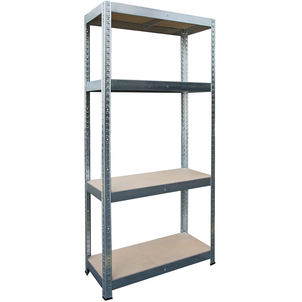 Raft 4 polite, 150 x 70 cm, sarcina maxima 70 kg per polita, otel si lemn, argintiu/maro