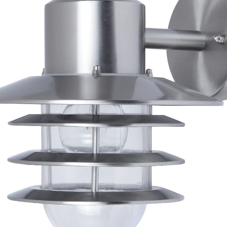 Lampa de exterior GOODHOME, LED, E27, 60W, IP44, sticla si otel inoxidabil, argintiu