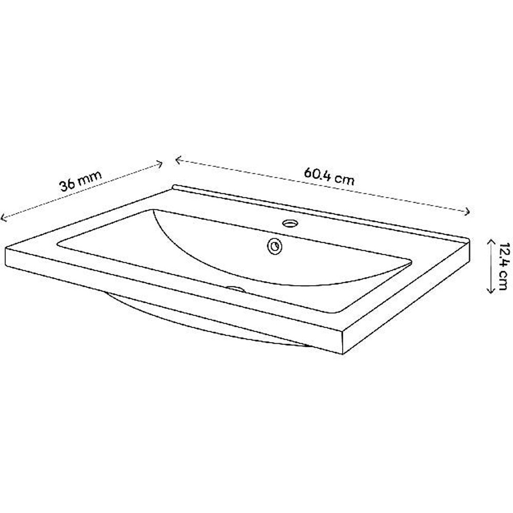 Lavoar pe blat GOODHOME Nira, ceramica, 60.4 x 36 cm, alb lucios