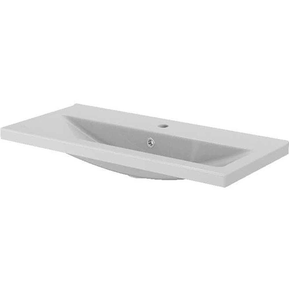 Lavoar pe blat GOODHOME Nira, ceramica, 80.4 x 36 cm, alb lucios