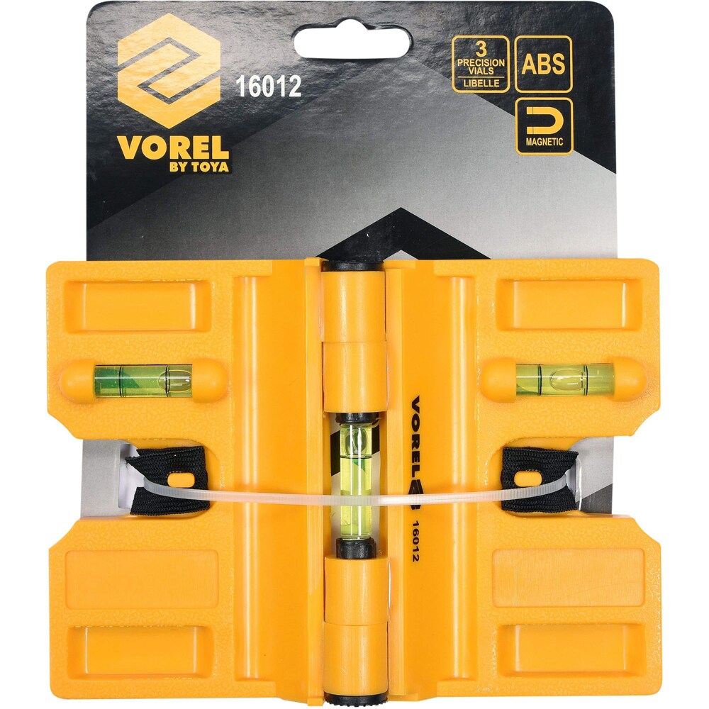 Nivela pentru colturi VOREL, cu 3 bule, magnetica 