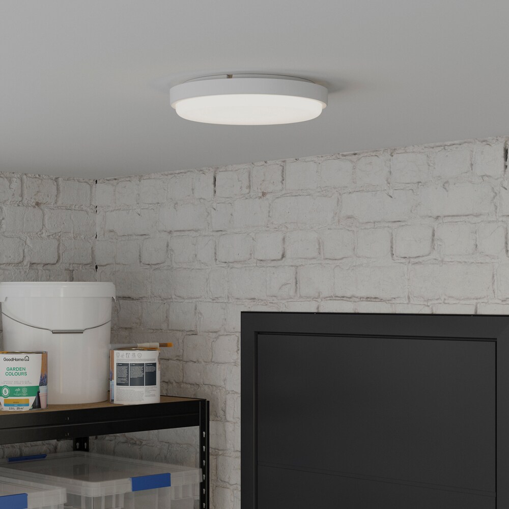 Aplica Bulkhead cu senzor GoodHome, IP44, 28 cm, alb