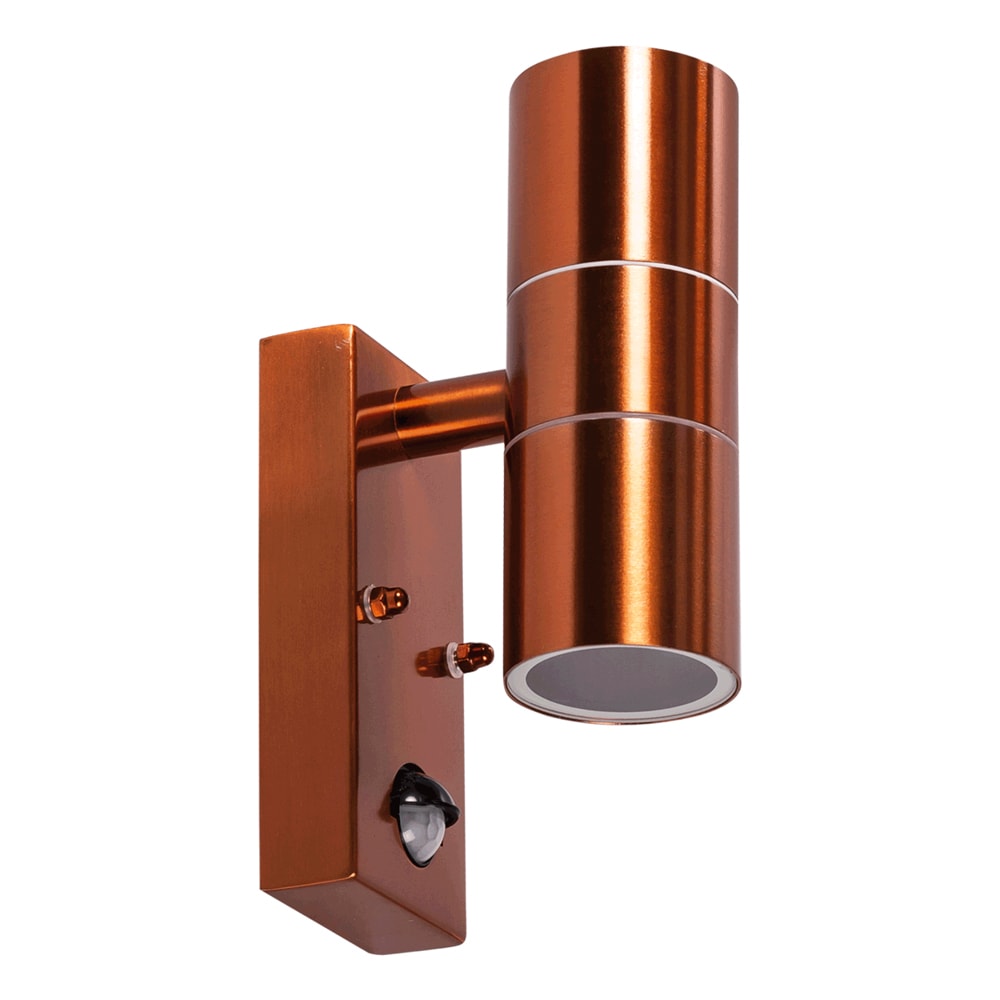 Lampa gradina cu senzor ERSTE Antal, 2 x GU10, 35W, IP65, otel si sticla, alama