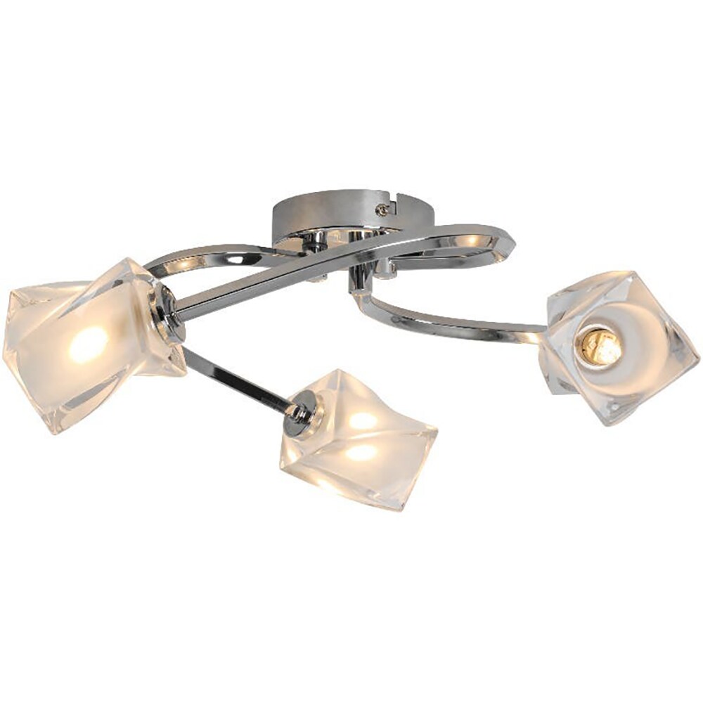 Lampa GOODHOME Gracies, 3 x G9, 25W, metal si sticla, argintiu