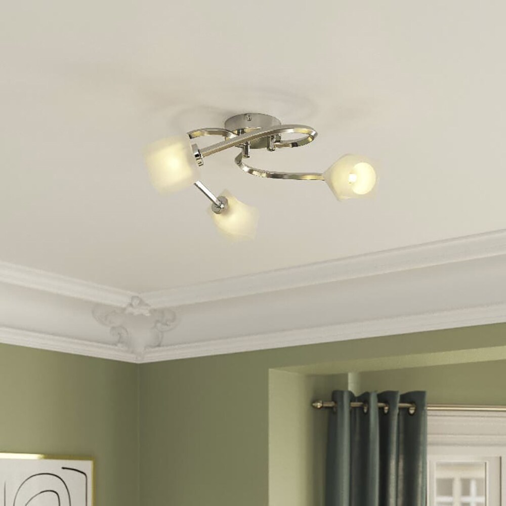 Lampa GOODHOME Gracies, 3 x G9, 25W, metal si sticla, argintiu