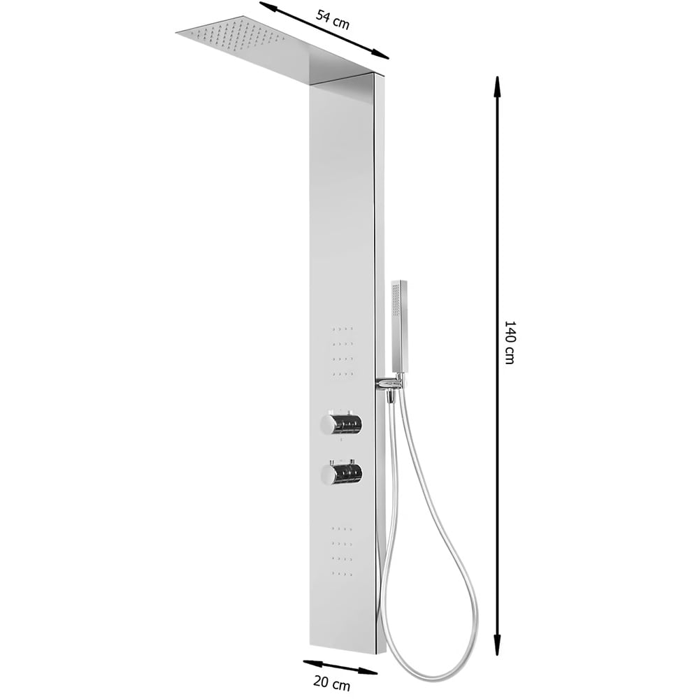 Panel de dus GOODHOME Abala, termostat, hidromasaj, crom