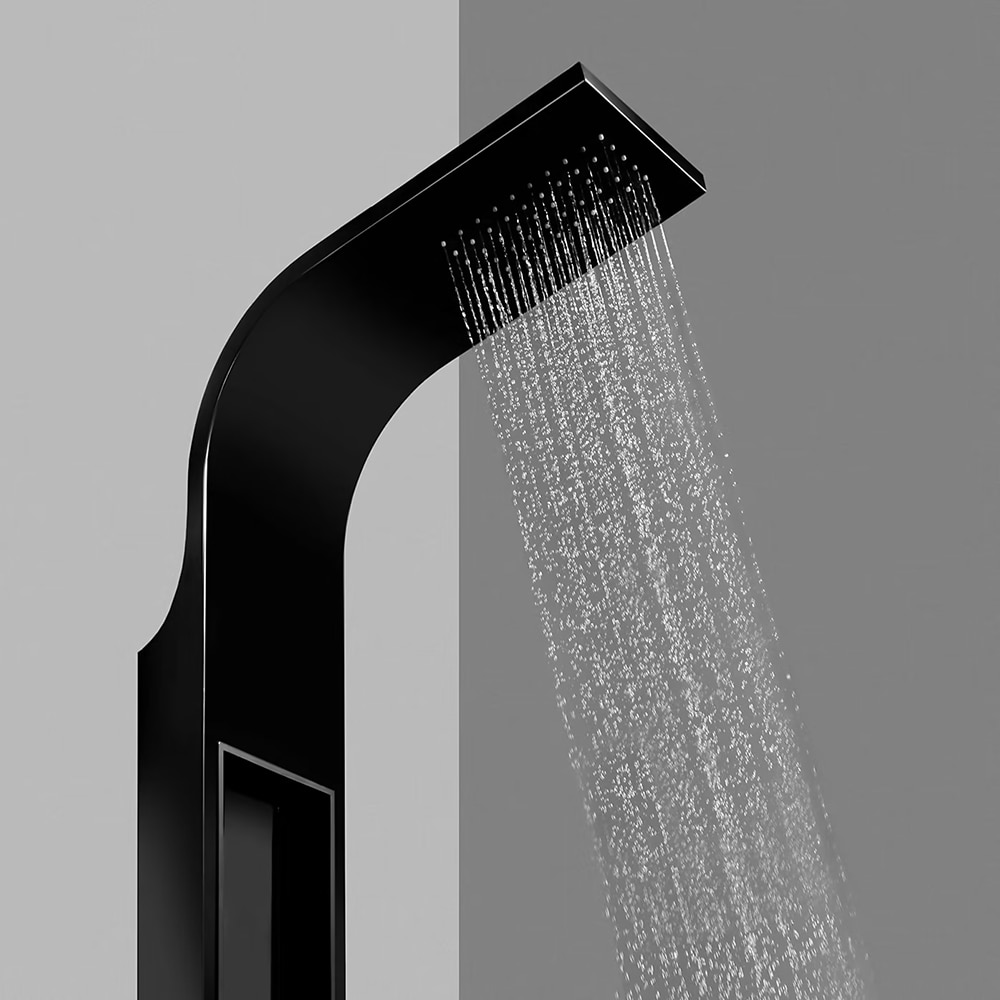 Panel de dus GOODHOME Layra, termostat, hidromasaj, 140 cm, negru mat