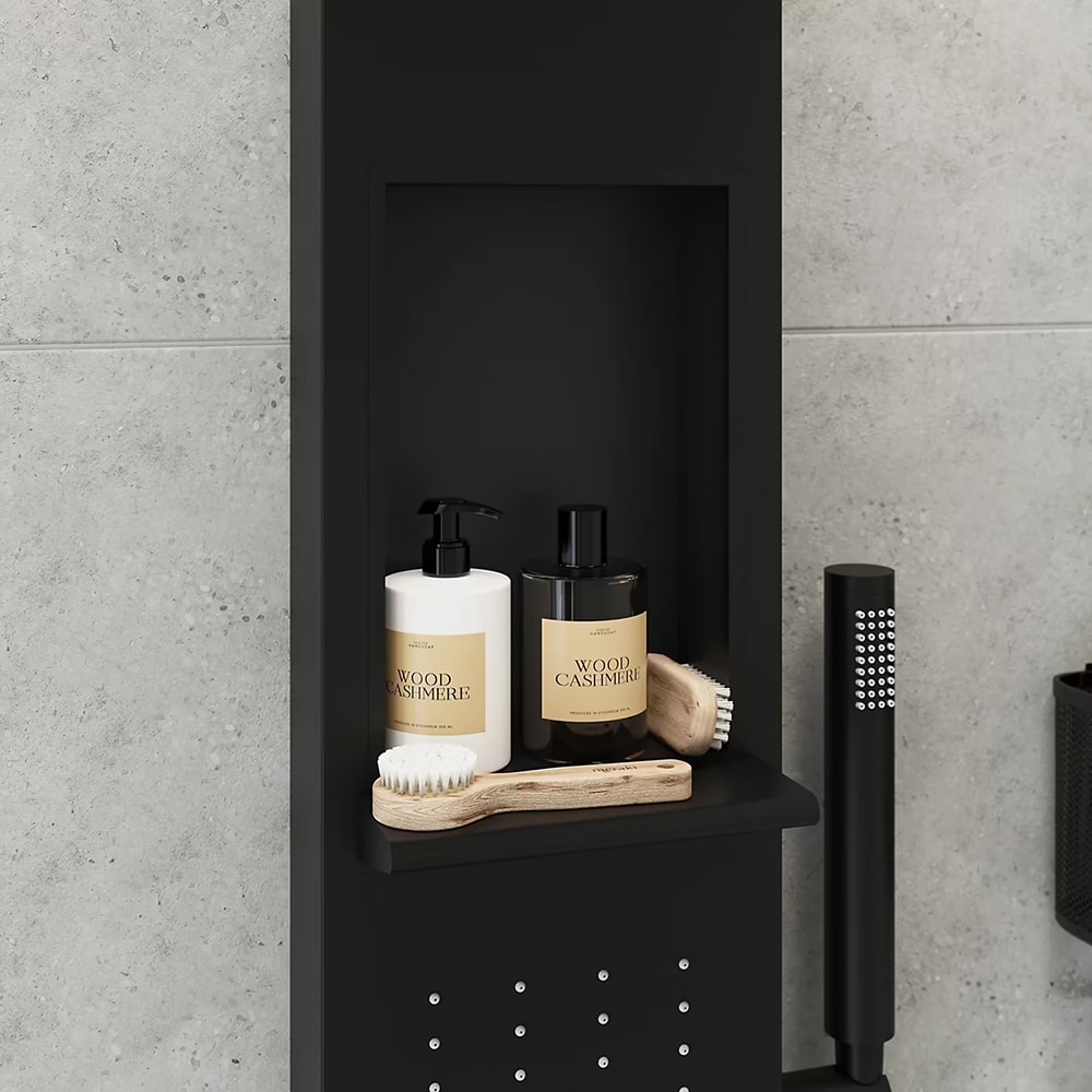 Panel de dus GOODHOME Layra, termostat, hidromasaj, 140 cm, negru mat