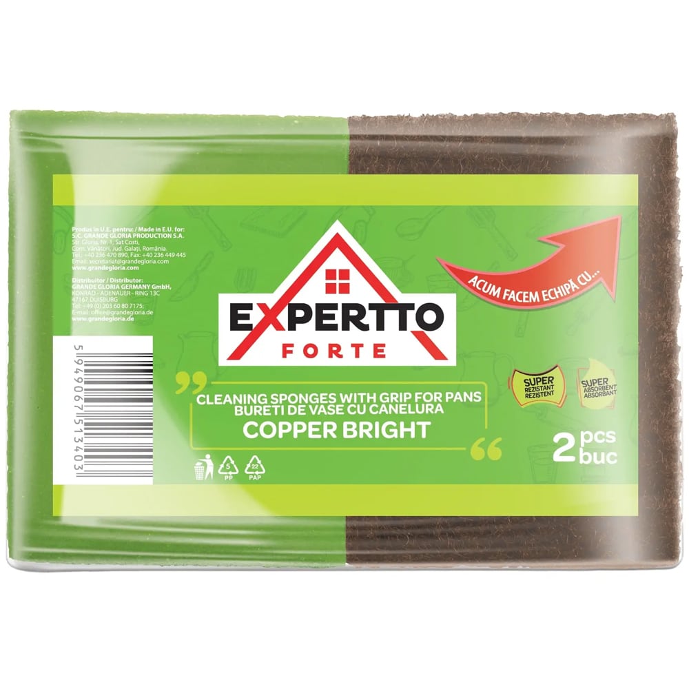 Burete de vase cu canelura EXPERTTO FORTE Copper Bright, 2 bucati
