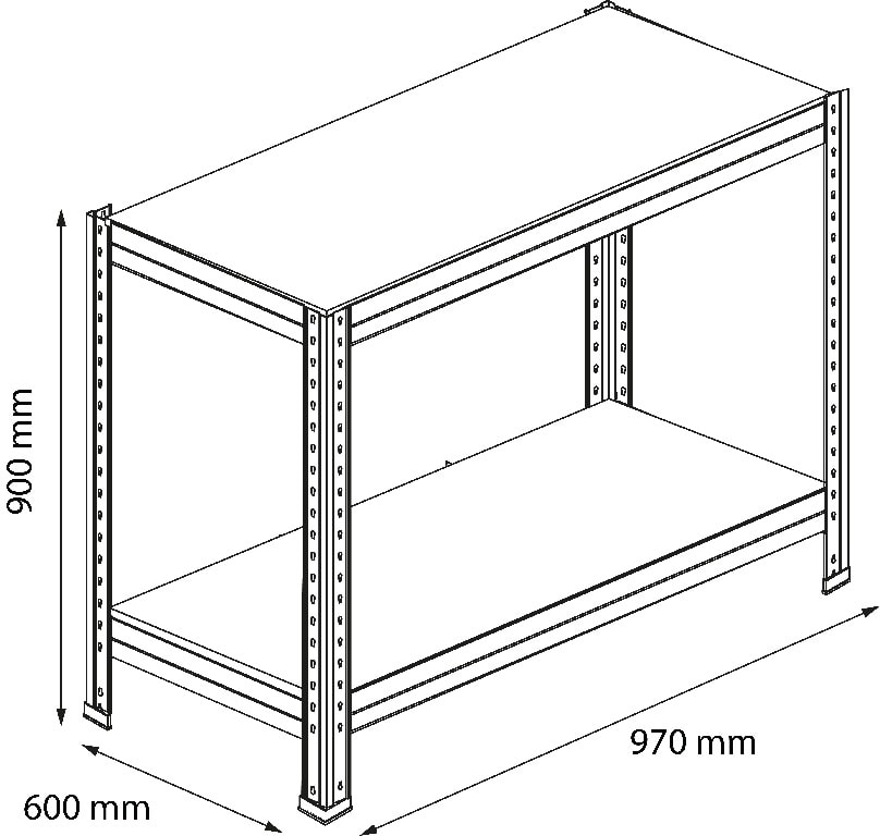 Extensie raft metalic, 2 polite, negru, 90 x 97 x 60 cm  GoodHome Rivet