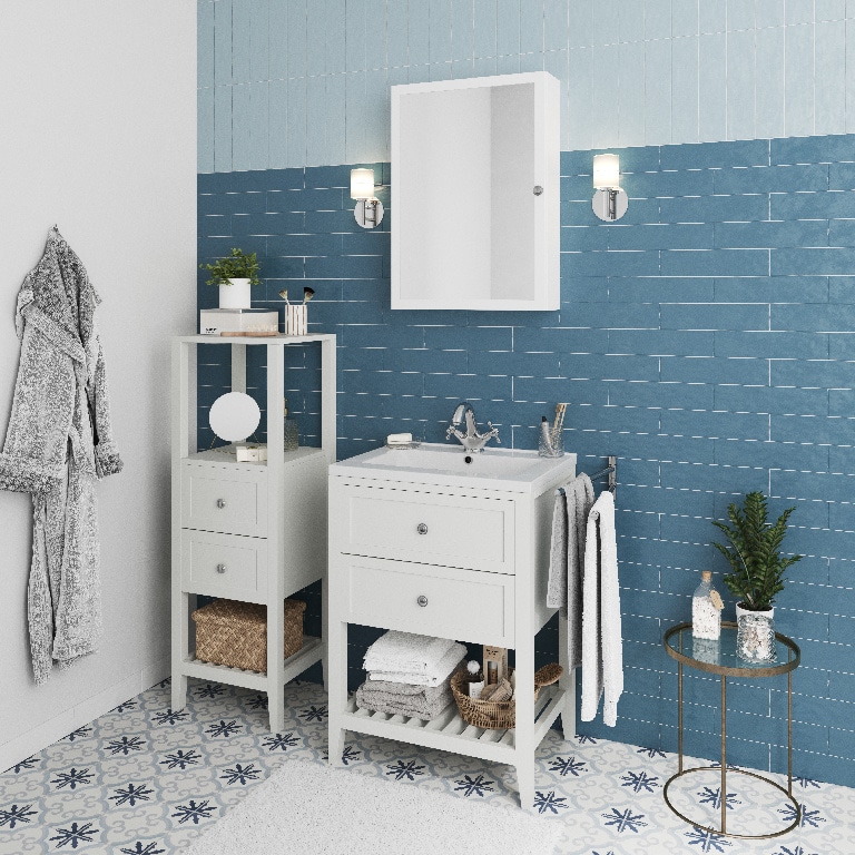 Dulap baie cu picioare, alb, 60 x 80 x 45 cm  GoodHome Perma