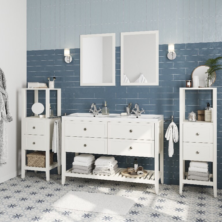 Dulap baie cu picioare, alb, 120 x 80.6 x 45 cm  GoodHome Perma