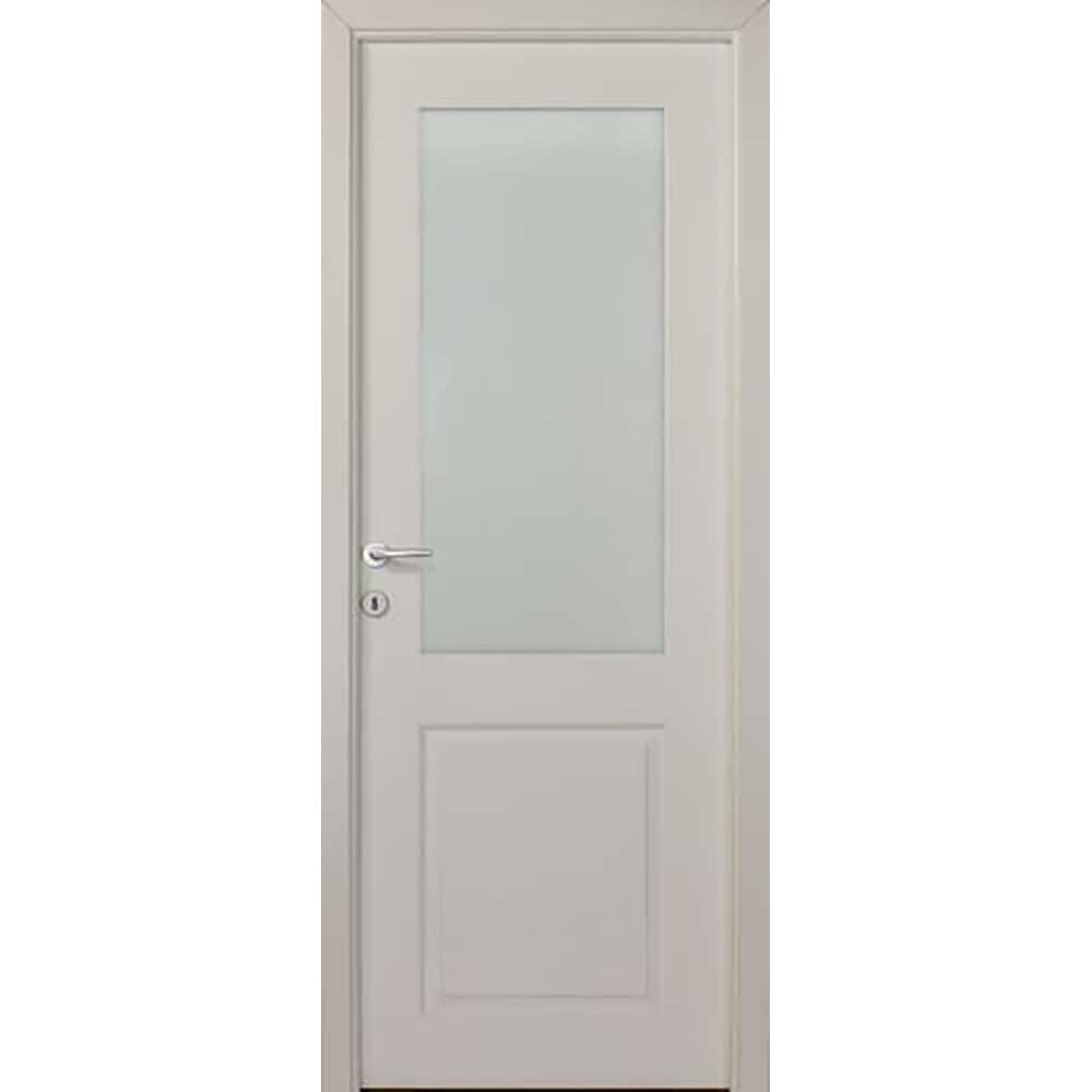 Usa interior Sara, cu geam, reversibila, MDF, 78 x 203 cm, alb