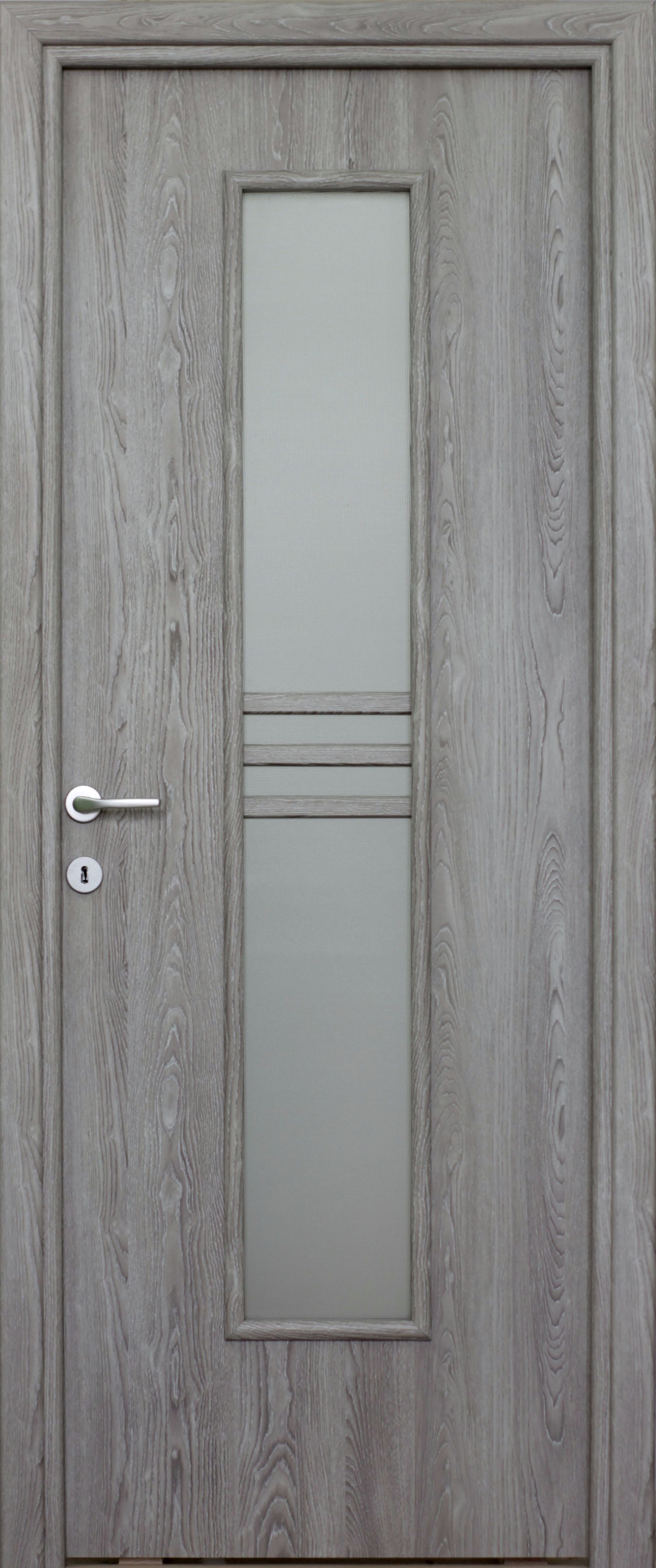 Usa interior Karpat, cu geam, reversibila, MDF, 68 x 203 cm, gri